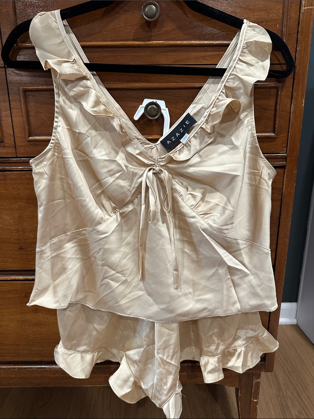 Azazie Satin Ruffle Pajama Set